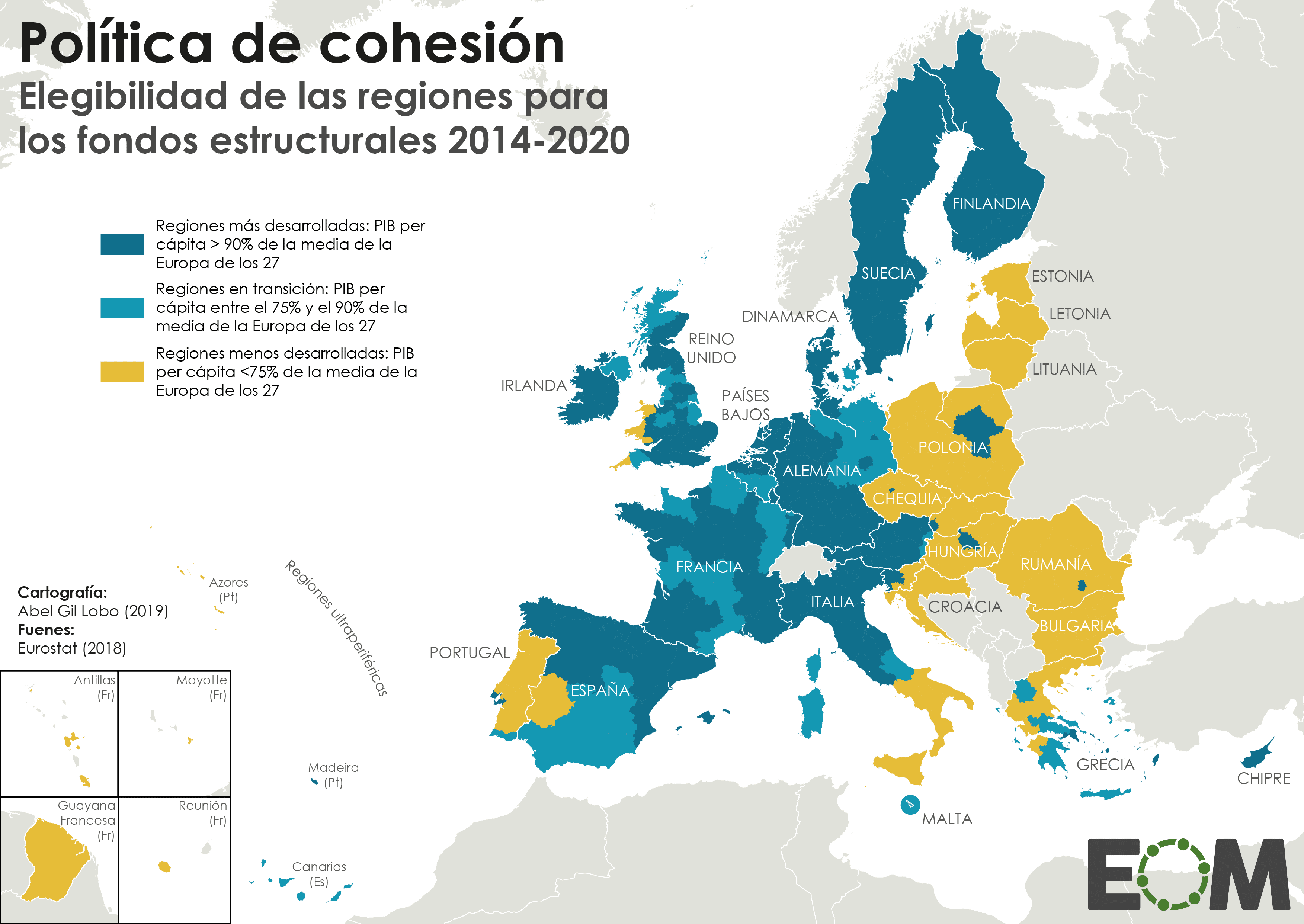 Mapa de la distribución de países europeos