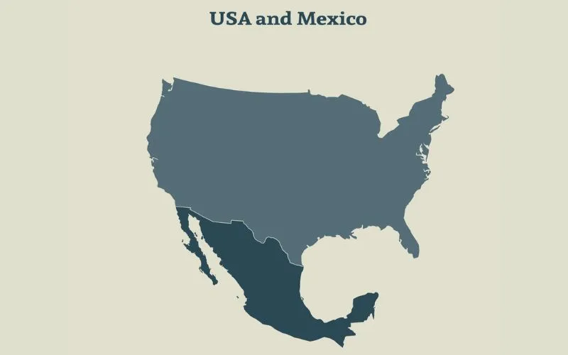 Comparación de mapas de México y Estados Unidos