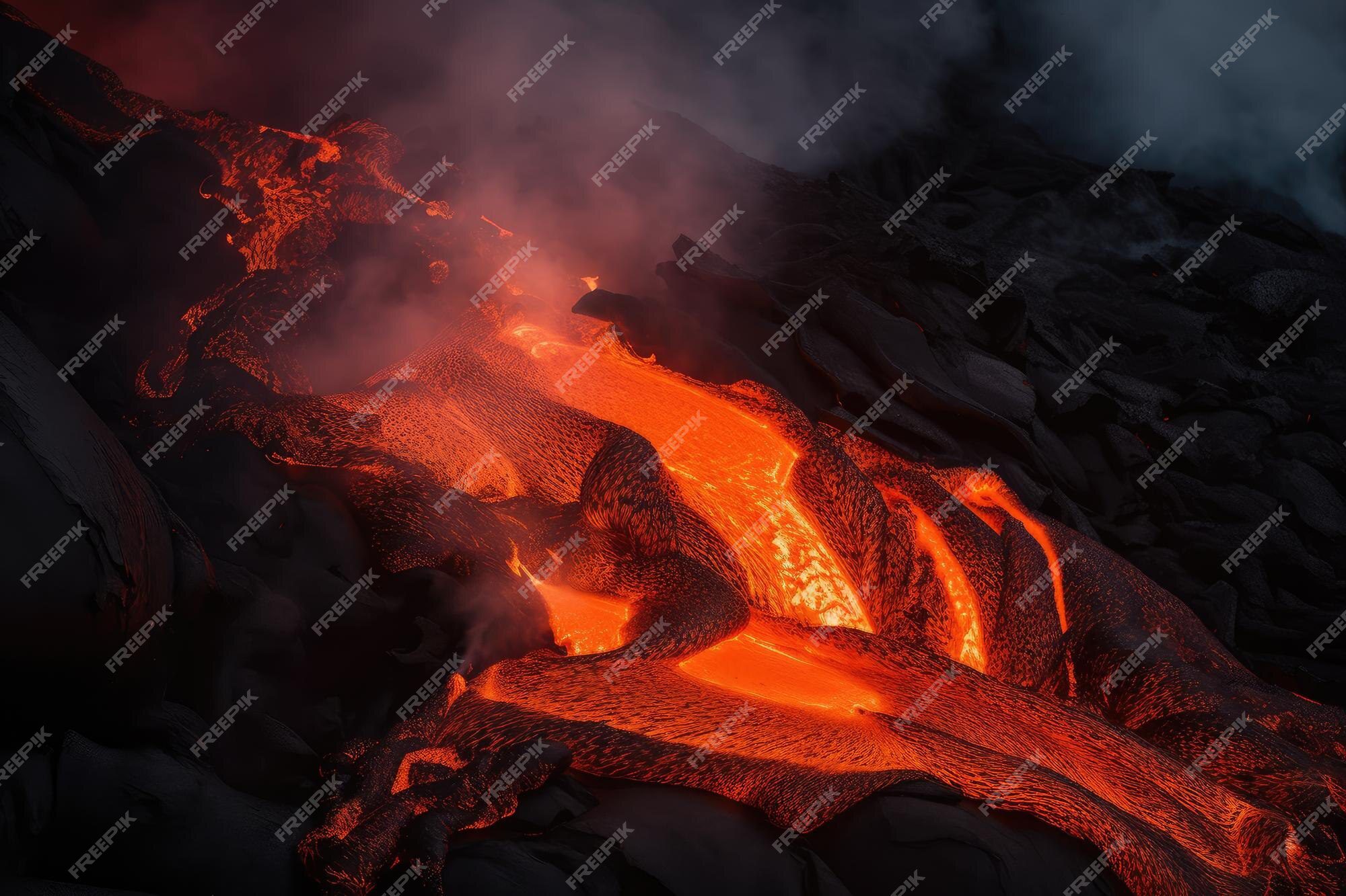 Qué rango de temperatura alcanza la lava de un volcán en erupción
